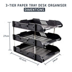 3-Tier Paper Tray - Stackable Desk Organiser Tray - Filing Trays for Letters, Paper, Documents, Magazines