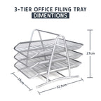 Mesh 3 Tier Office Filing Paper Letter Trays Stackable for Home & Office