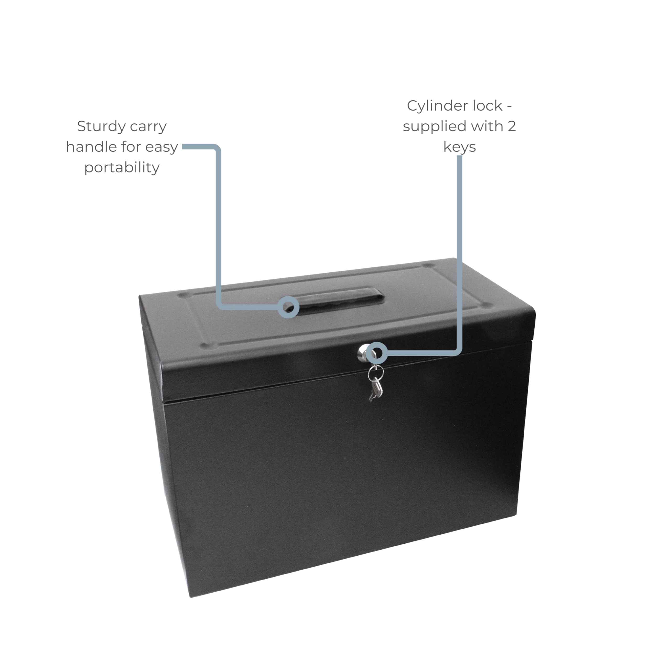 Cathedral A4+ (Foolscap) Steel File Box with Starter Pack of 5 Suspension Files - Black