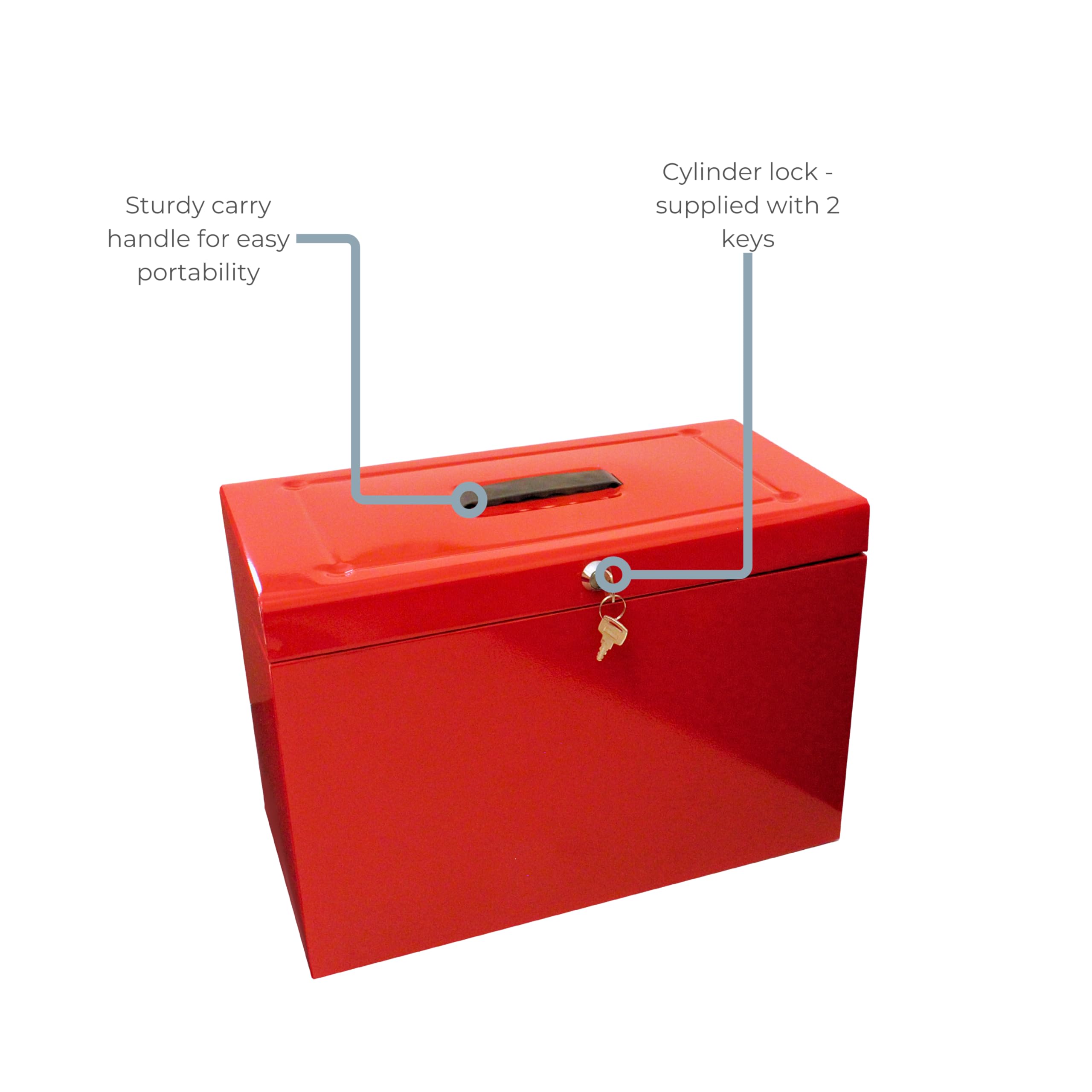 Cathedral A4+ (Foolscap) Steel File Box with Starter Pack of 5 Suspension Files - Red