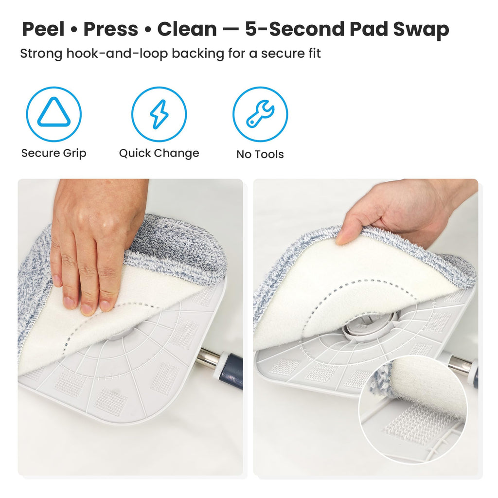 Flat Microfibre Mop Heads Replacement – Pack of 5, Machine Washable Mop Pads for Hard Floors