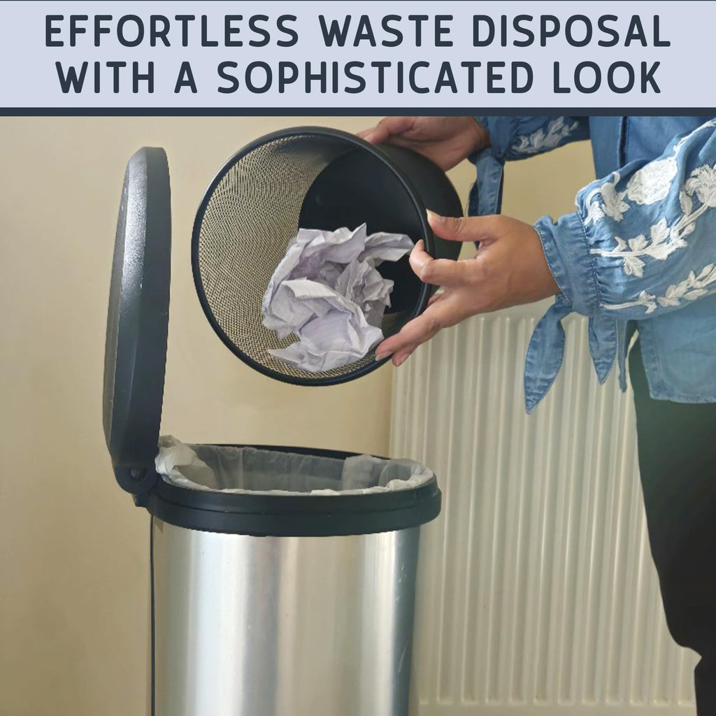 Black Mesh Waste Paper Rubbish Bin Metal Small for Office, Living Rooms, Bedrooms