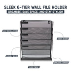 Wall Mounted Magazine Rack – 6-Tier Metal Mesh File & Document Holder, A4