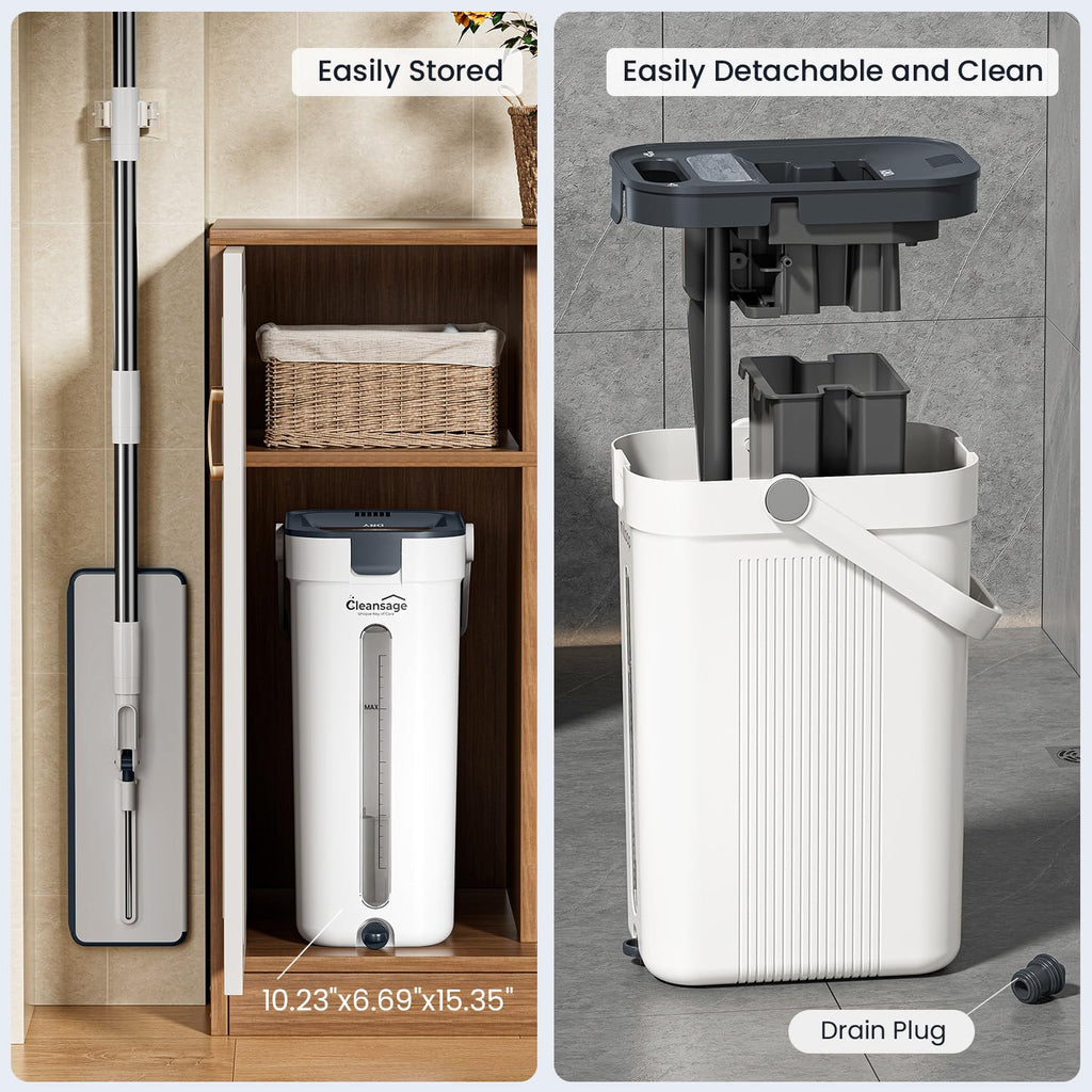 HydraPro Flat Mop and Buckets Sets – True Clean/Dirty Water Separation System with 3 Microfibre Heads