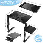 Folding Laptop Stand – Height Adjustable Lap Desk, 360° Legs, Mouse Tray, Portable, Black