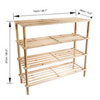 Wooden Shoe Rack 4 Tier Storage Shelf Unit Stackable