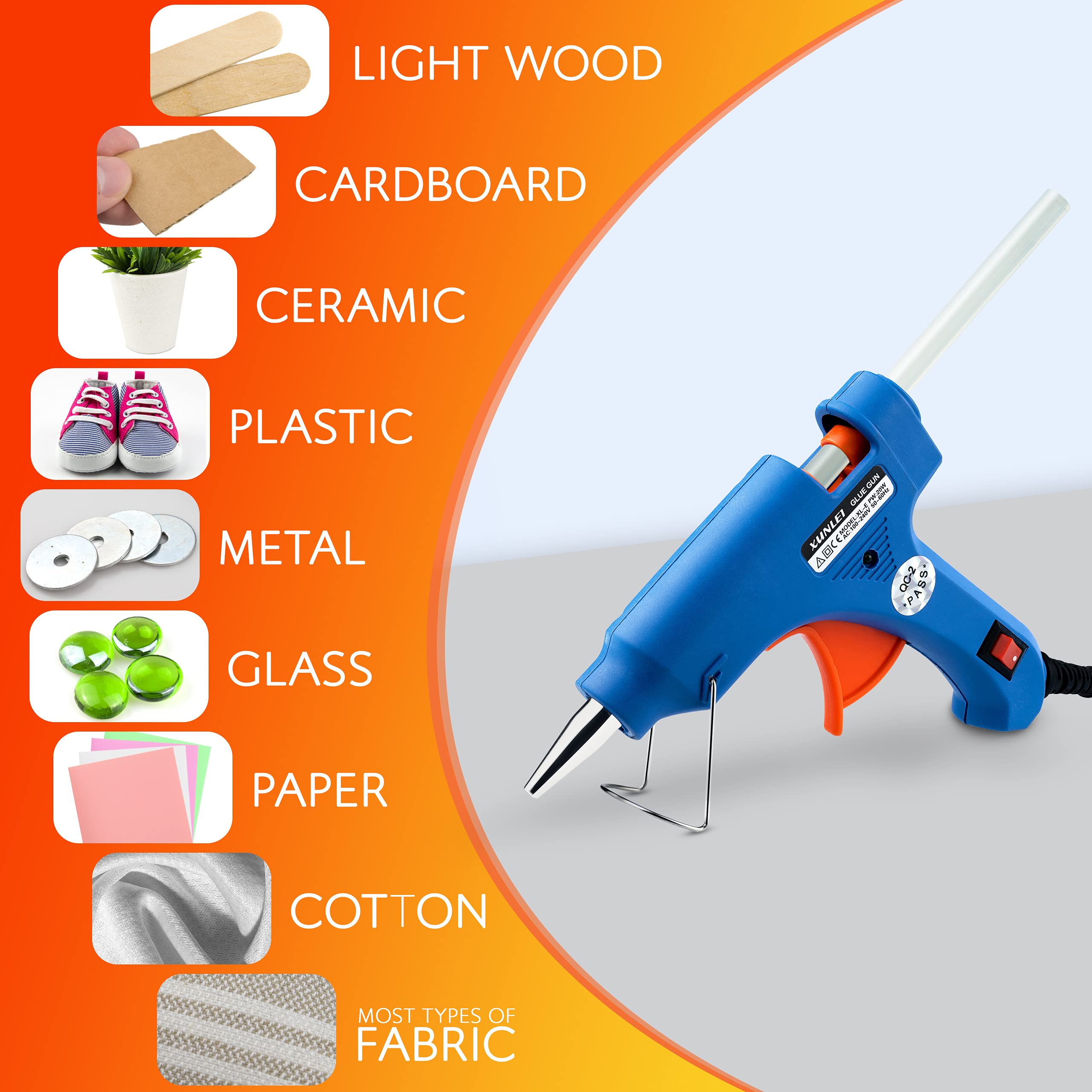 Mini Hot Glue Gun 20w with Glue Sticks 7mm x 200mm