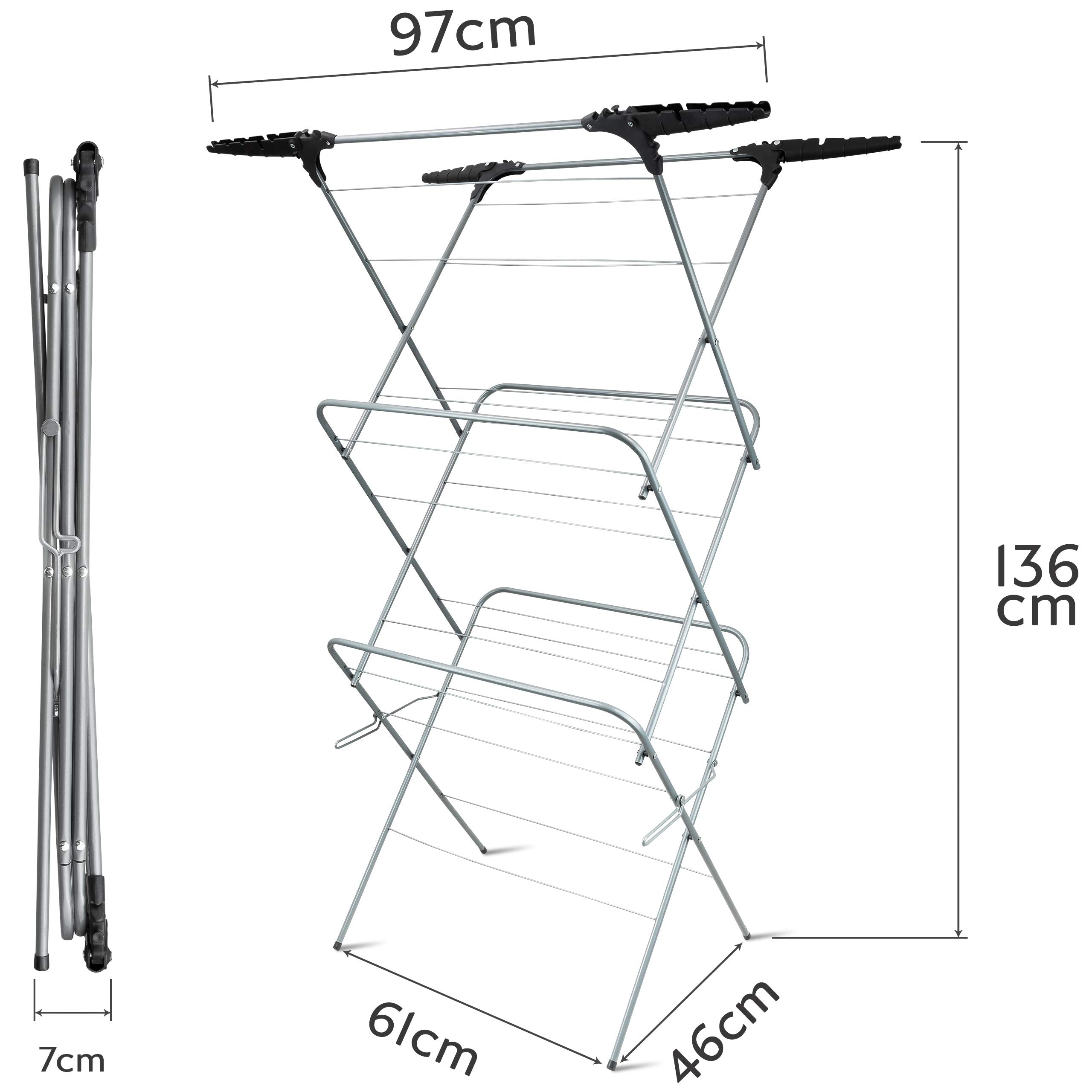 3 Tier Clothes Maiden - Foldable Indoor Clothes Airer, Drying Rack & Clothes Horse
