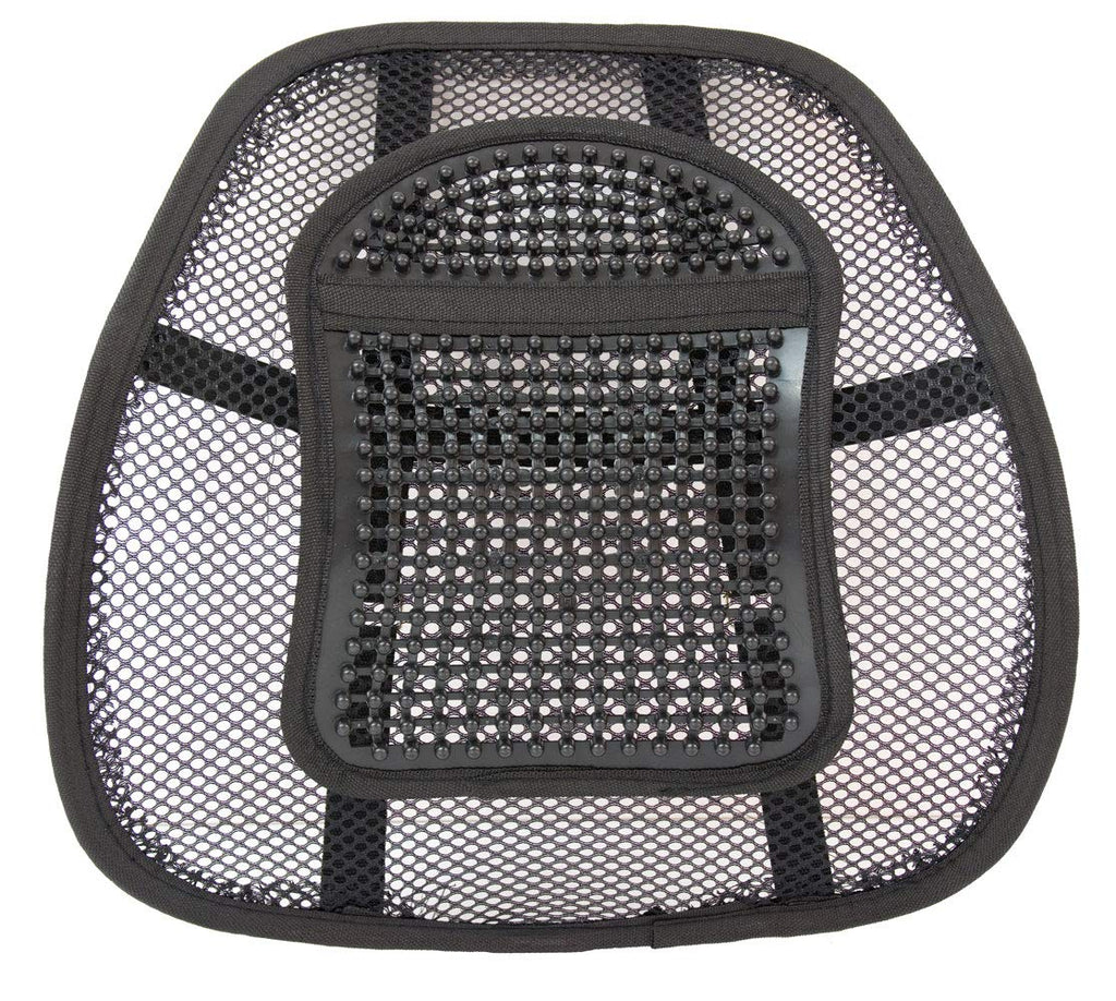 Lumbar Back Support Cushion for Office Chair & Car – Mesh, Massage Beads, Black