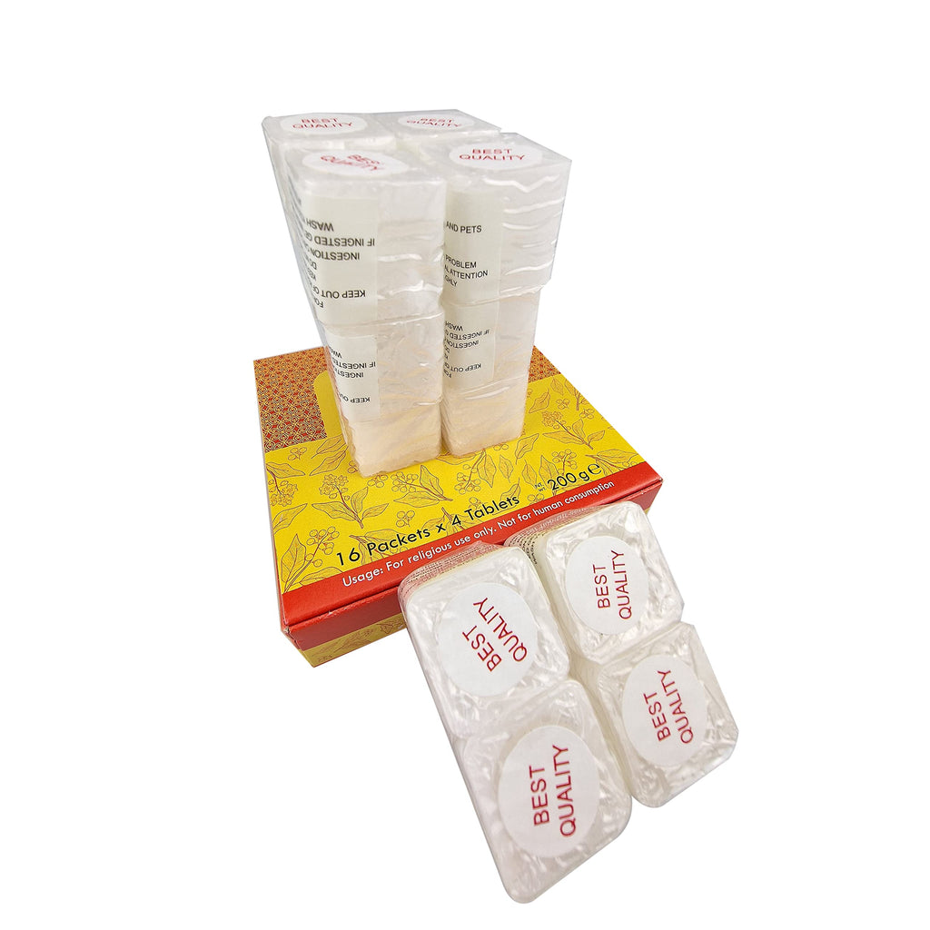 Pure Camphor Tablets Kapur Dhoop 64 Cubes for Puja – Natural Camphor Blocks