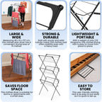 Clothes Airer 3-Tier Folding – Compact Maiden Drying Rack, 18m, 10kg, Metal, Black