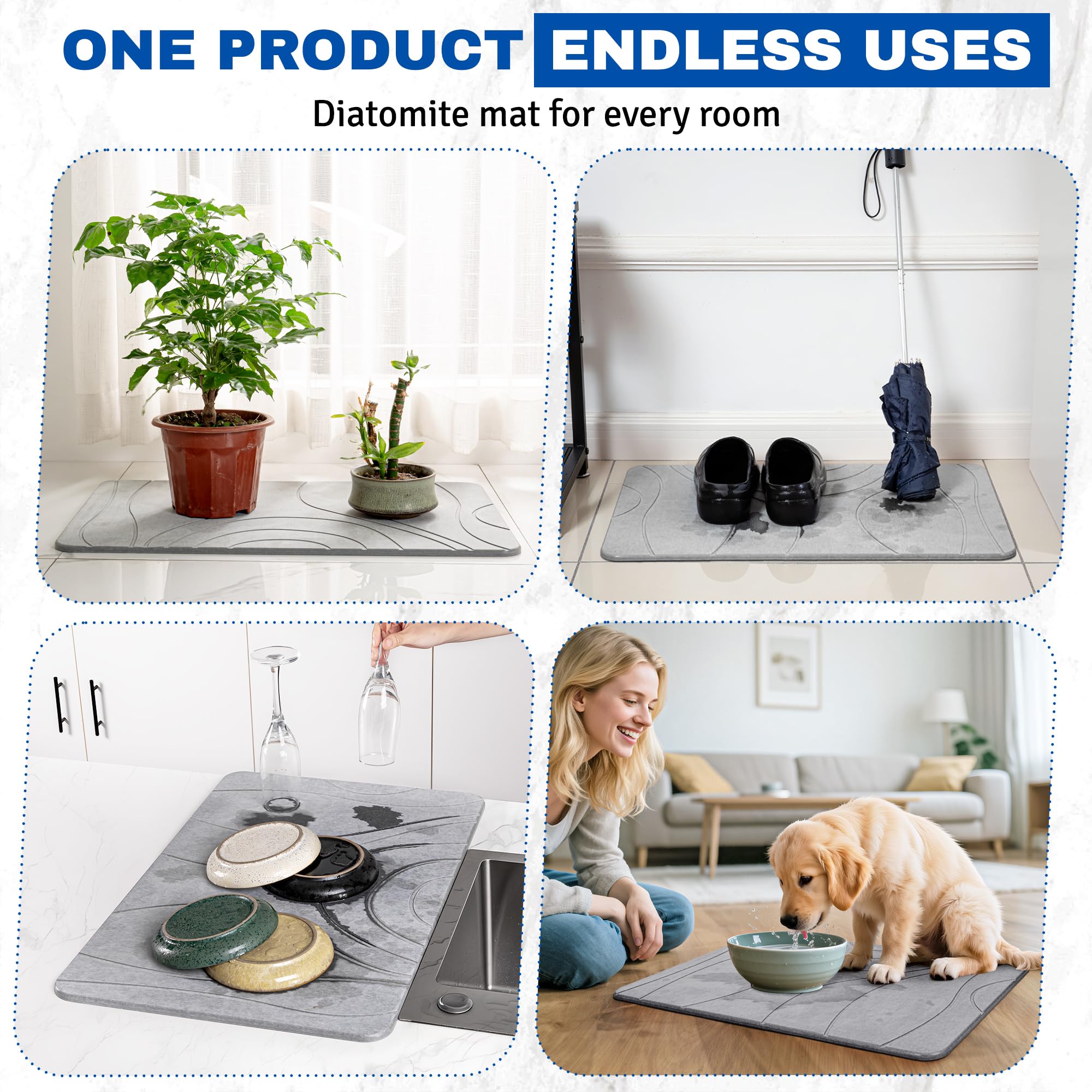 Diatomite Stone Bath Mat Quick Dry, Stone Drying Mat