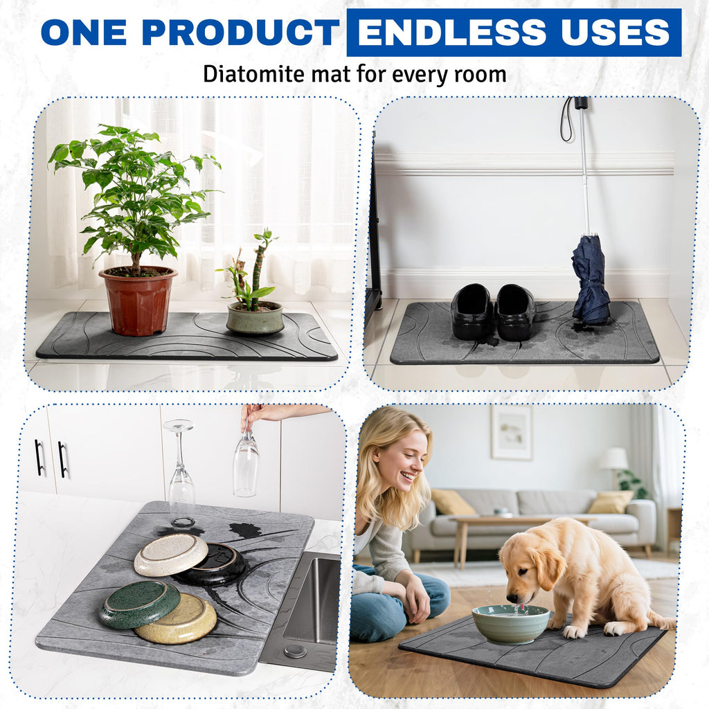 Diatomite Stone Bath Mat Quick Dry, Stone Drying Mat