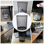 Black Mesh Waste Paper Rubbish Bin Metal Small for Office, Living Rooms, Bedrooms