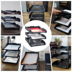 3-Tier Paper Tray - Stackable Desk Organiser Tray - Filing Trays for Letters, Paper, Documents, Magazines