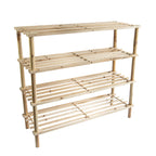 ABN Finest Wooden Shoe Rack 4 Tier Storage Shelf Unit Tall Narrow Shelving Stand Stackable Slots Organizer Slim Under Stairs Porch