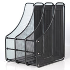 Magazine File Holder Desktop – 3 Section A4 Document Organiser, Metal Mesh, Black