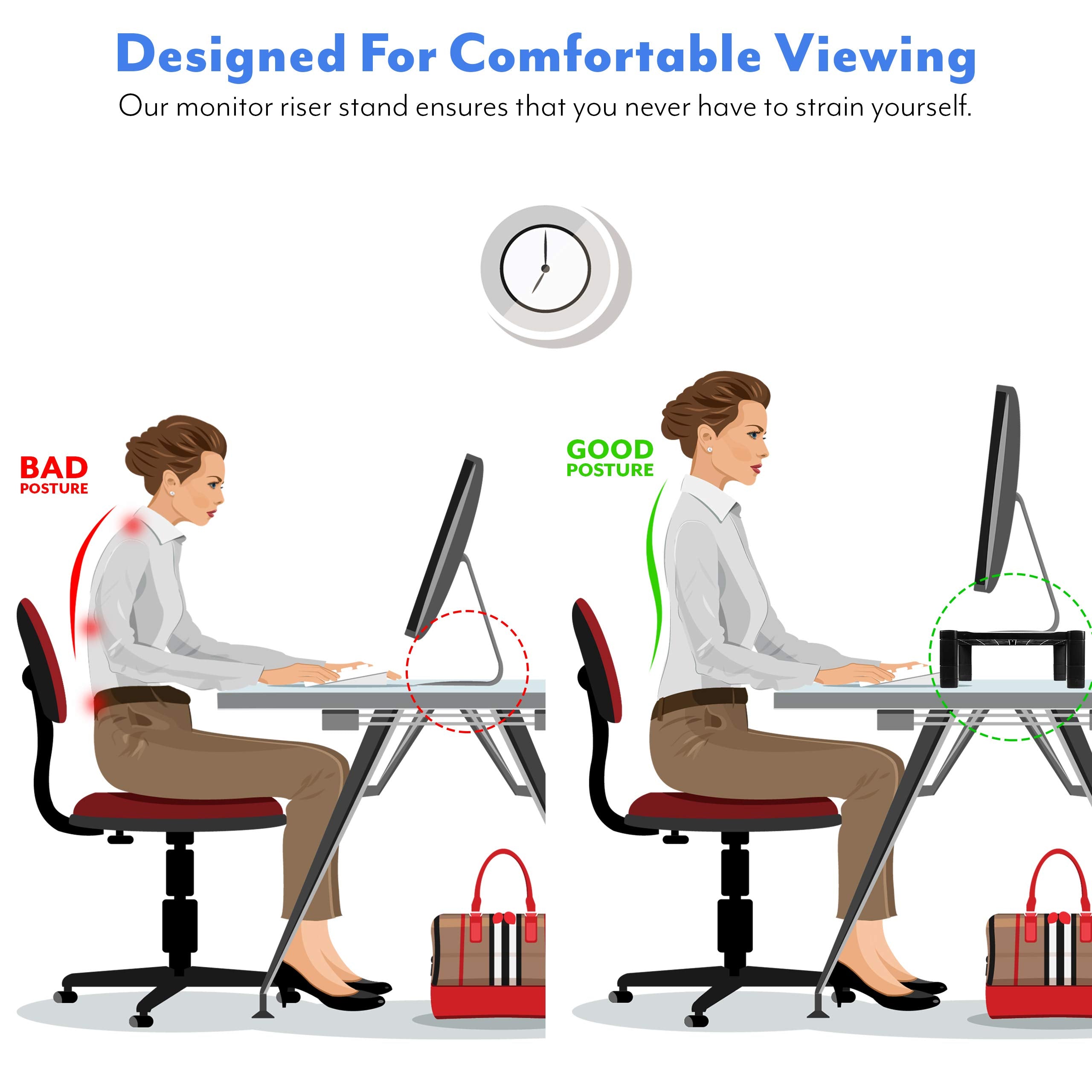 Computer Monitor Stand, PC Screen Riser Height Adjustable