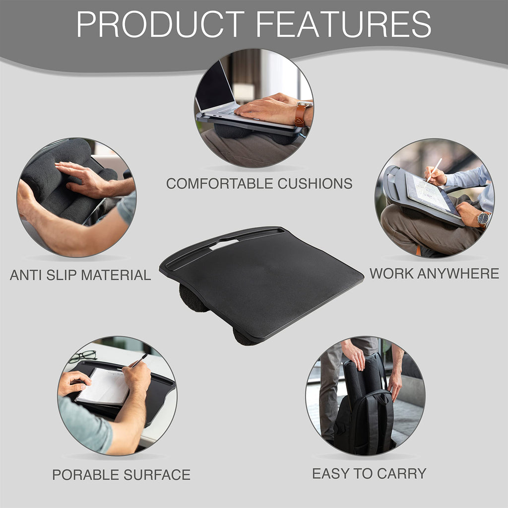 Laptop Tray - Lap Tray with Cushions Rest Board - Portable Cushioned Lapdesk