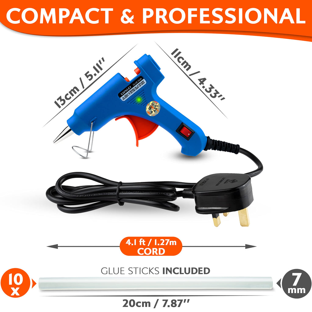 Mini Hot Glue Gun 20w with Glue Sticks 7mm x 200mm