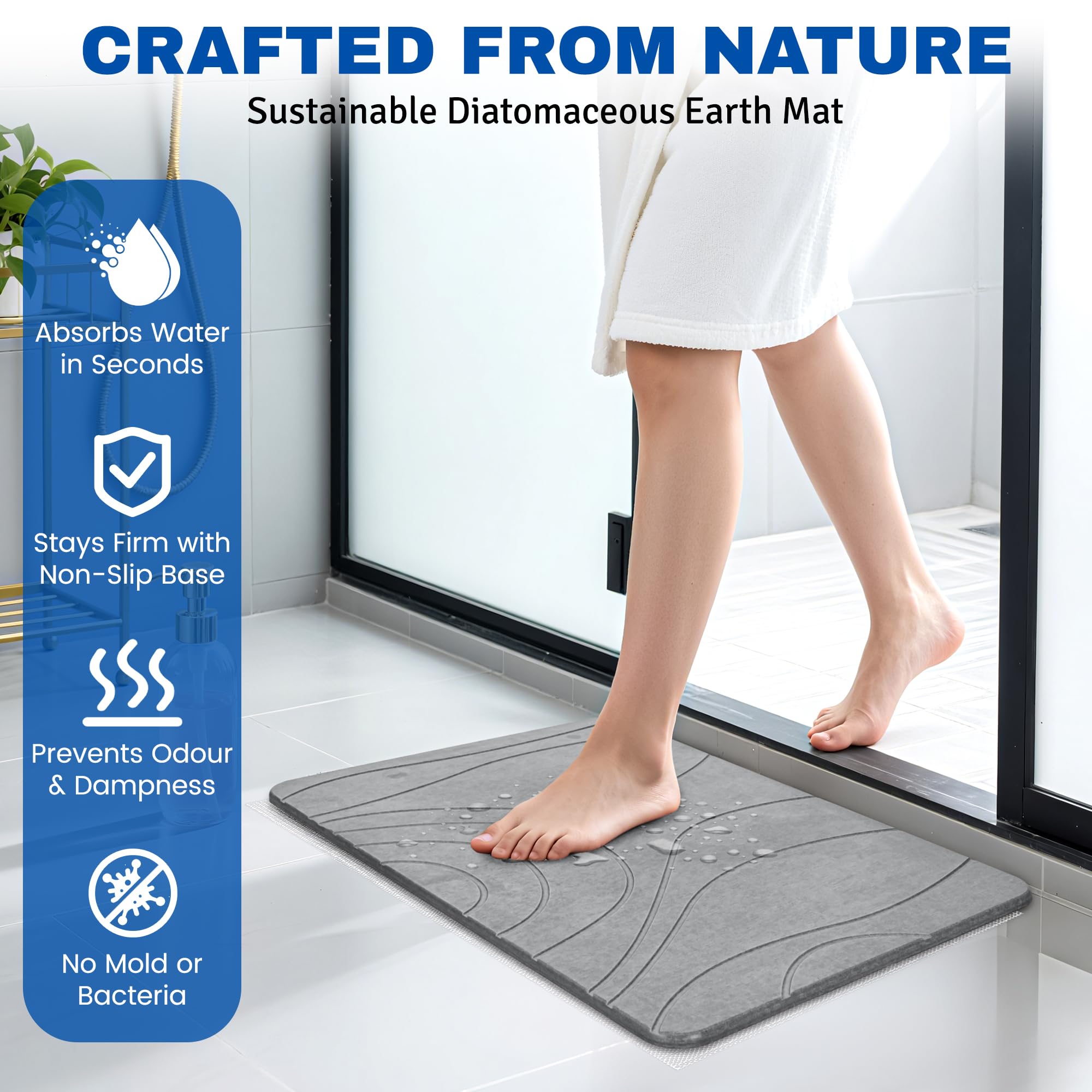 Diatomite Stone Bath Mat Quick Dry, Stone Drying Mat