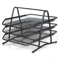 ABN-FINEST Stackable 3 Tier Office Filing Trays, Racks for Desk, A4 Documents, Paper, Letters, Stationary, Magazine - Metal Mesh - Easy to Assemble - Black