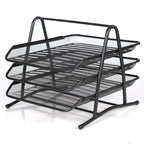 ABN-FINEST Stackable 3 Tier Office Filing Trays, Racks for Desk, A4 Documents, Paper, Letters, Stationary, Magazine - Metal Mesh - Easy to Assemble - Black