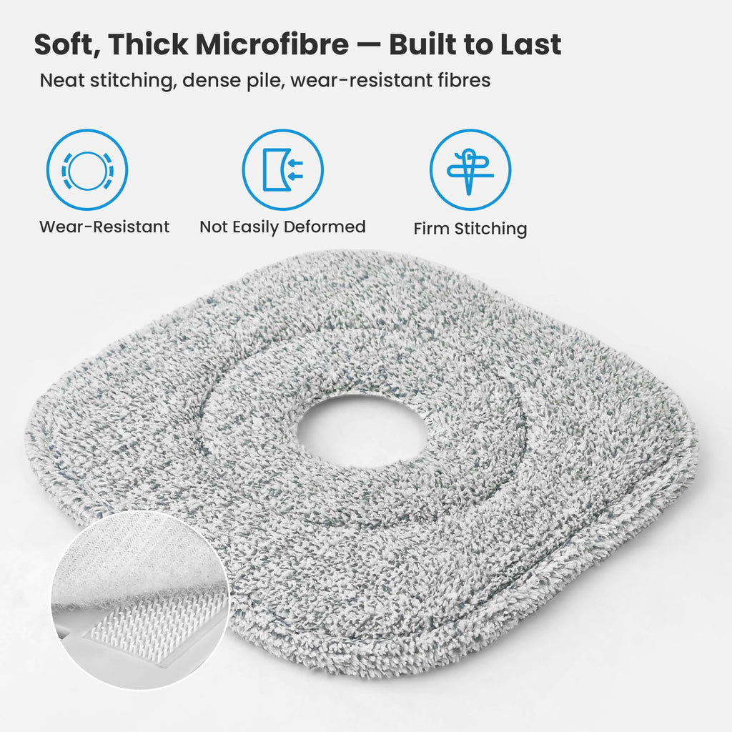 Flat Microfibre Mop Heads Replacement – Pack of 5, Machine Washable Mop Pads for Hard Floors
