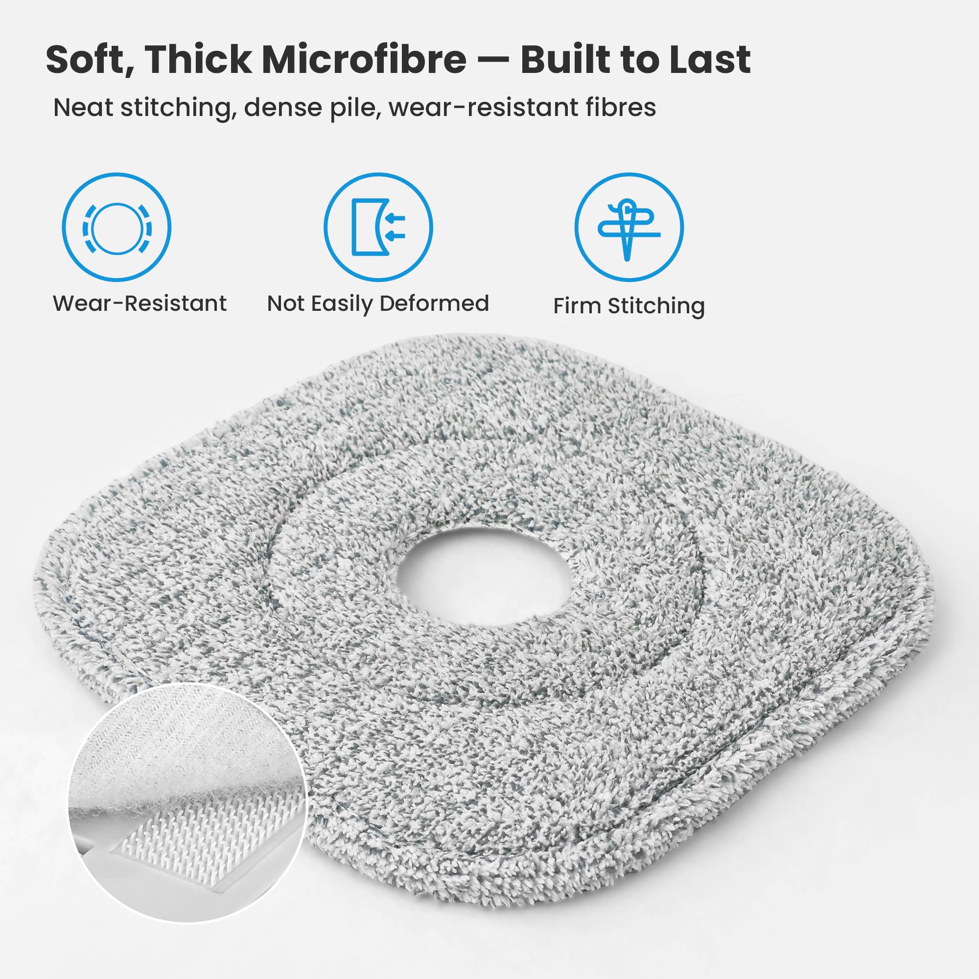 Flat Microfibre Mop Heads Replacement – Pack of 5, Machine Washable Mop Pads for Hard Floors