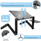 Folding Laptop Stand – Height Adjustable Lap Desk, 360° Legs, Mouse Tray, Portable, Black