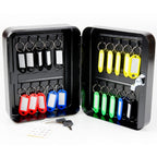 ABN Finest Key Cabinet Wall Mounted - Lockable Key Safe Box with 20 Hooks, Metal Key Storage Lock Box for Home Office, Key Safe Cabinet with Colour Tags & Labels, Black