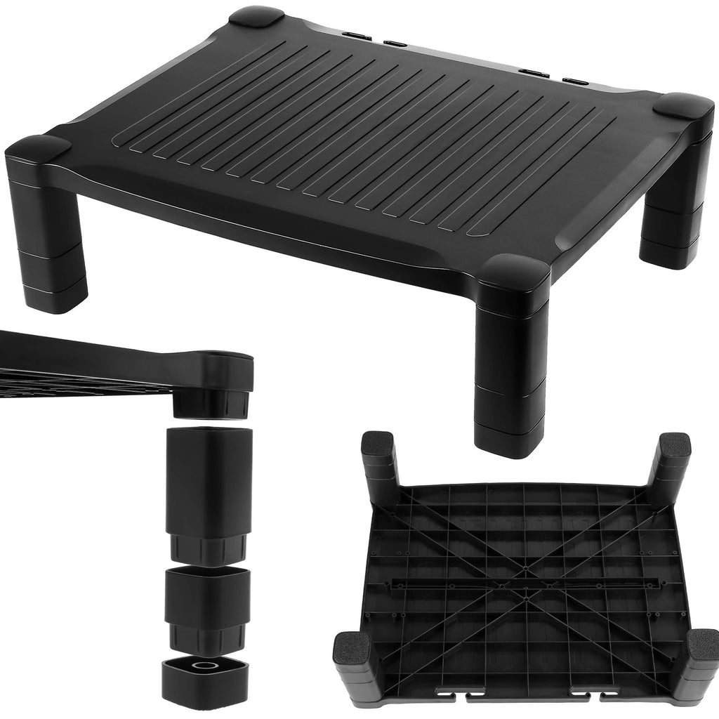 Computer Stand Desk Riser PC Monitor Stand Screen Riser Adjustable Height Raiser Accessories for Laptop Display Desktop Printer Small TV Projector iMac Ergonomic Cable Management Black