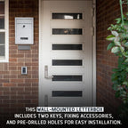 Wall Mounted Post Box – Lockable Outdoor Letterbox, Galvanised Steel, 32x22cm, Black & White