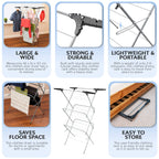 3 Tier Clothes Maiden - Foldable Indoor Clothes Airer, Drying Rack & Clothes Horse