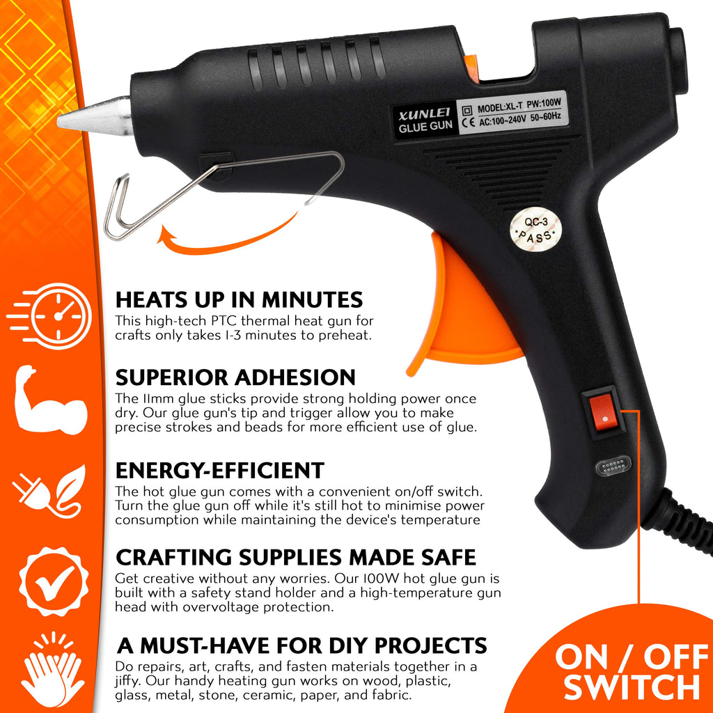 Hot Melt Glue Gun 100w with 11mm x 200mm Glue Sticks