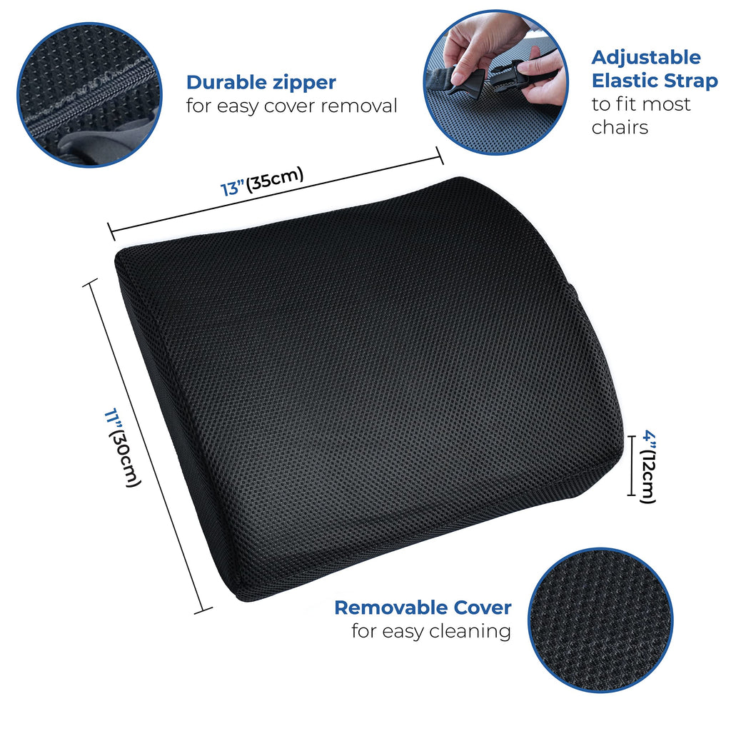 Lumbar Support Pillow for Car & Chair - Lower Back Cushion Set