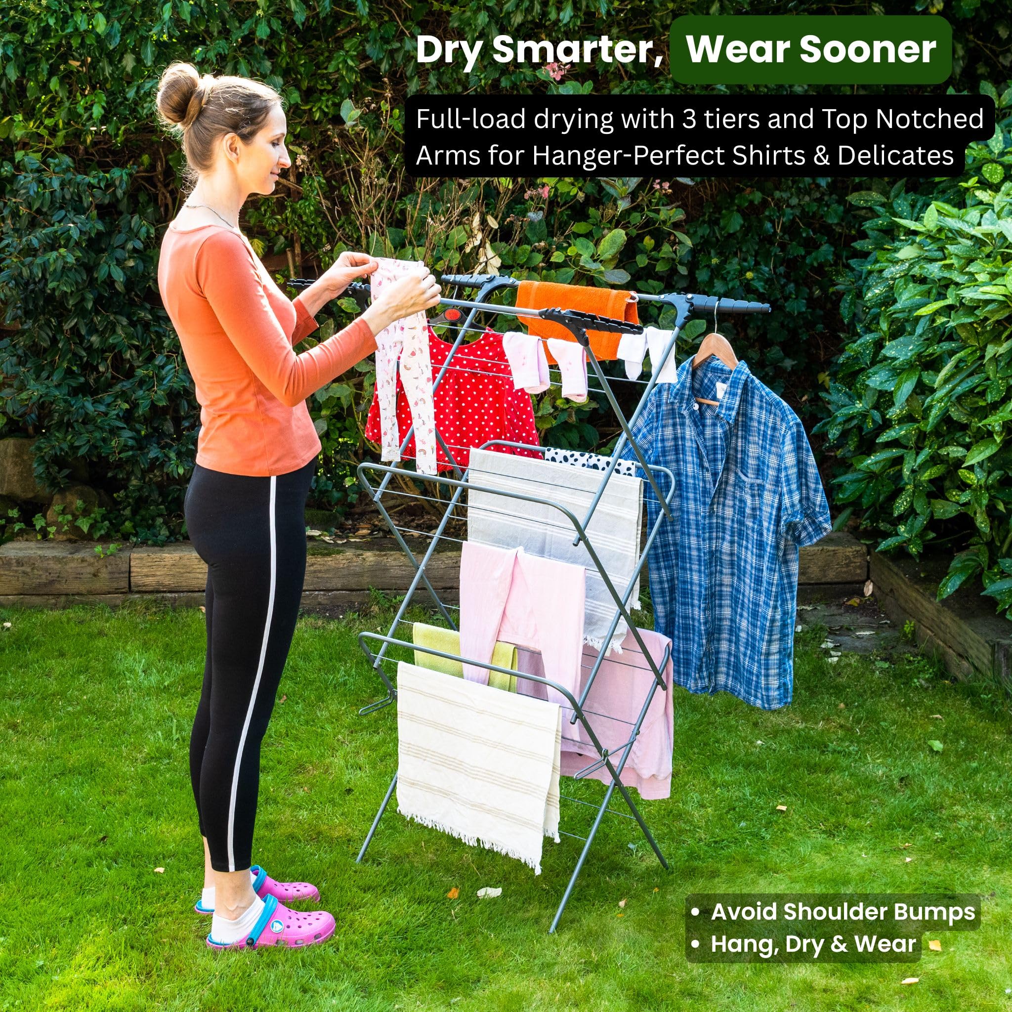 3 Tier Clothes Maiden - Foldable Indoor Clothes Airer, Drying Rack & Clothes Horse