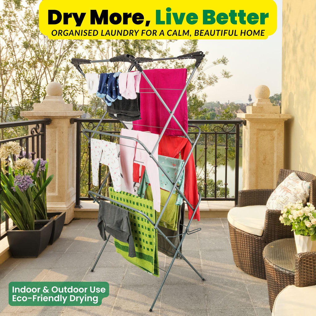 3 Tier Clothes Maiden - Foldable Indoor Clothes Airer, Drying Rack & Clothes Horse