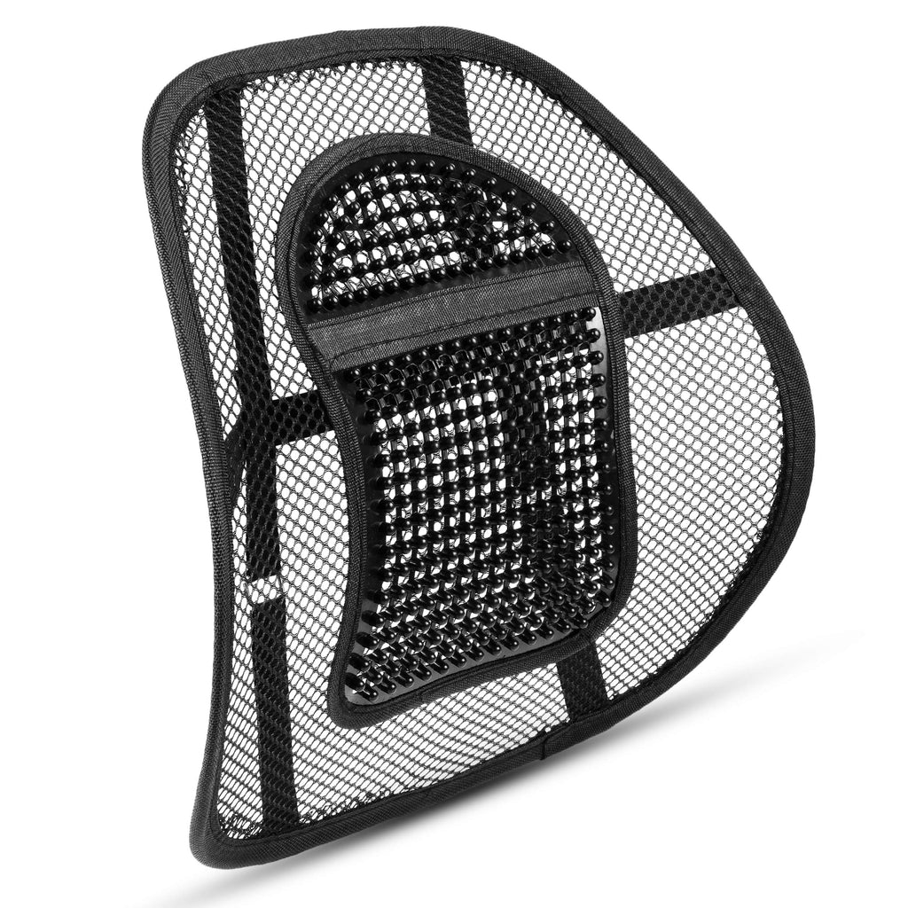 ABN Finest Lumbar Back Support - Comfy Spine, Waist, Hip Chair Recliner Breathable Mesh, Massage Beads for Pain Relief, Firm Material, Orthopedic Contour - Portable Travel Backrest - 10-Pack, Black