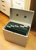 Cathedral A4 Steel File Box with Starter Pack of 5 Suspension Files - Silver