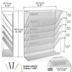 Wall Mounted Magazine Rack – 6-Tier Metal Mesh File & Document Holder, A4