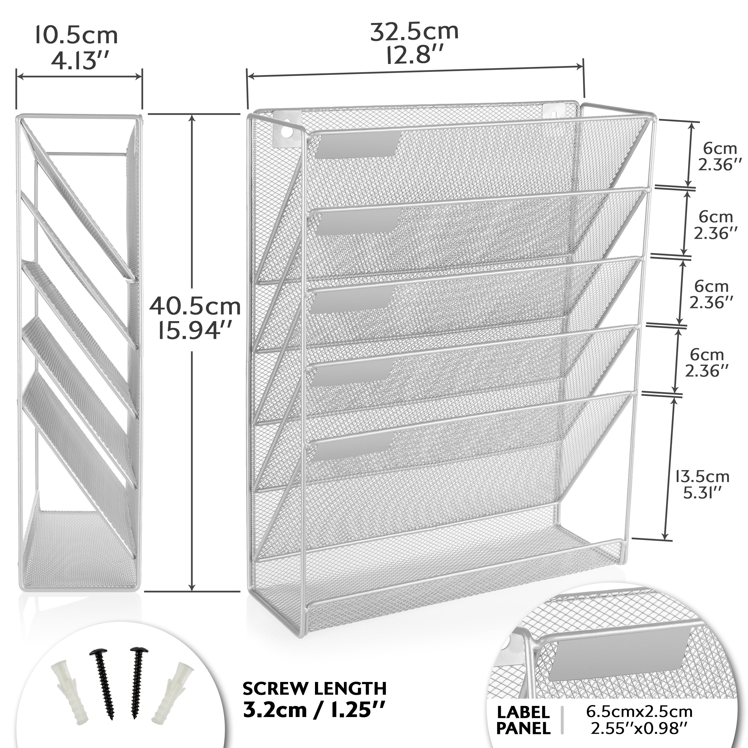 Wall Mounted Magazine Rack – 6-Tier Metal Mesh File & Document Holder, A4